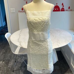 NWOT TOPSHOP IVORY LACE MINI FITTED DRESS . 8